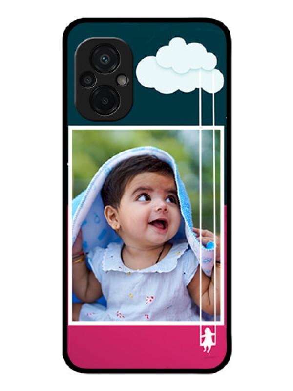 Custom Poco M5 Custom Glass Phone Case - Cute Girl with Cloud Design