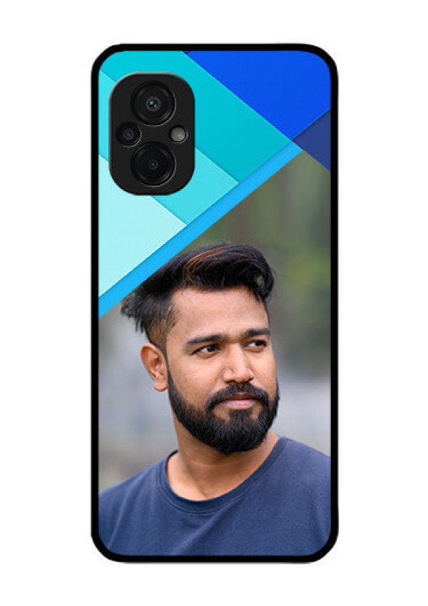 Poco M5 Custom Glass Phone Case - Blue Pattern Design
