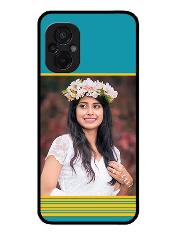 Custom Poco M5 Custom Glass Phone Case - Yellow & Blue Design