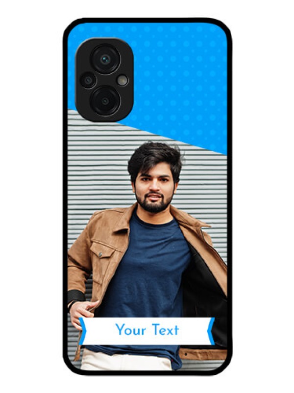 Custom Poco M5 Photo Printing on Glass Case - Simple Blue Color Design