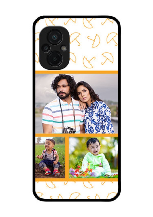 Poco M5 Custom Glass Mobile Case - Yellow Pattern Design