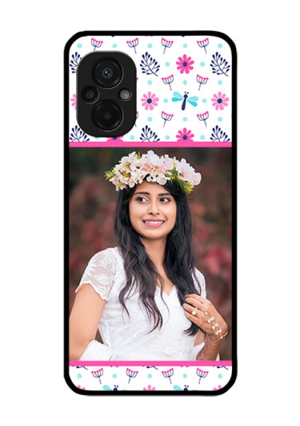 Poco M5 Photo Printing on Glass Case - Colorful Flower Design
