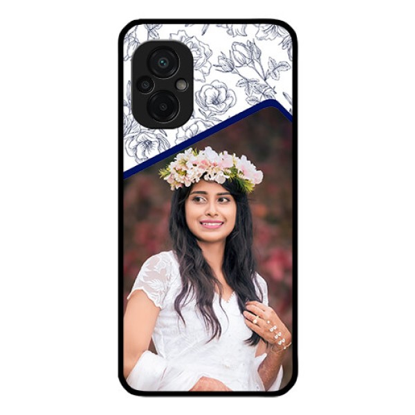 Poco M5 Personalized Glass Phone Case - Premium Floral Design