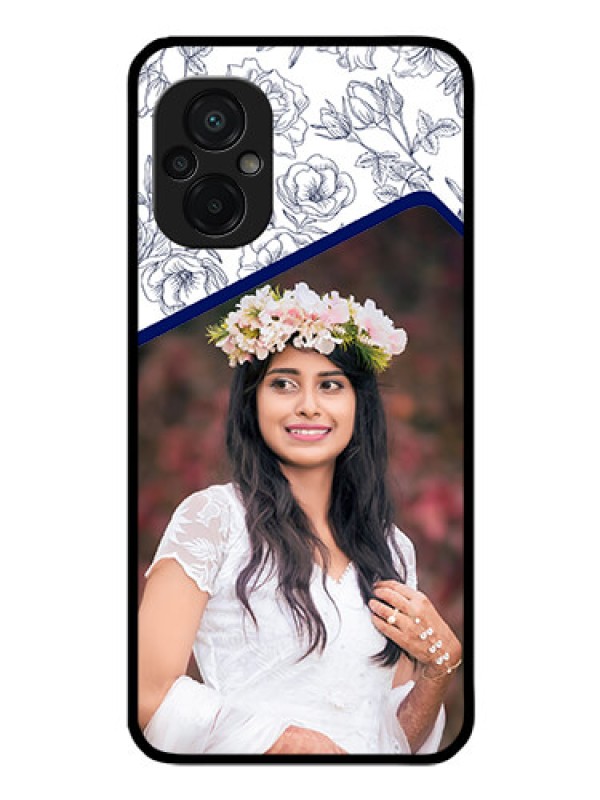 Custom Poco M5 Personalized Glass Phone Case - Premium Floral Design