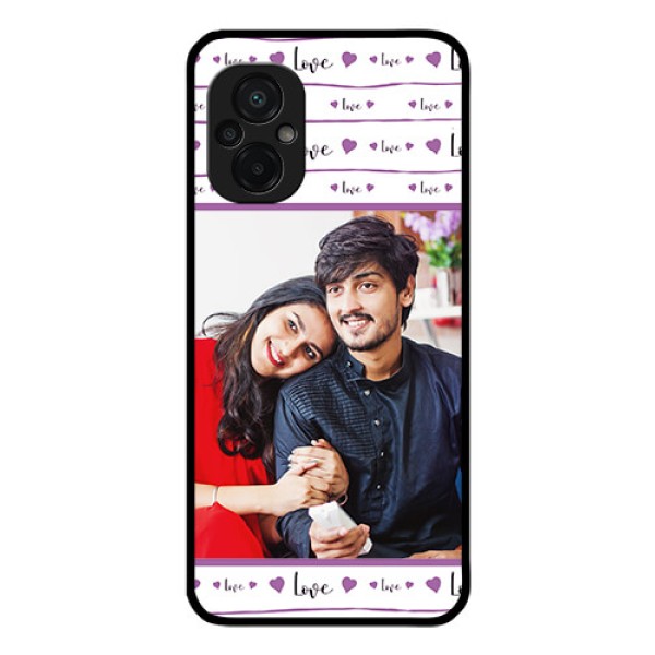Poco M5 Custom Glass Mobile Case - Couples Heart Design