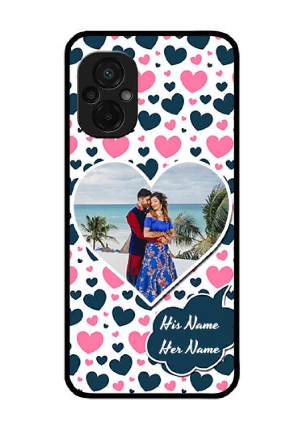 Poco M5 Custom Glass Phone Case - Pink & Blue Heart Design