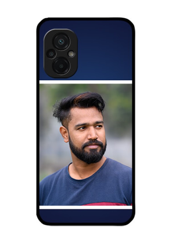 Poco M5 Personalized Glass Phone Case - Simple Royal Blue Design