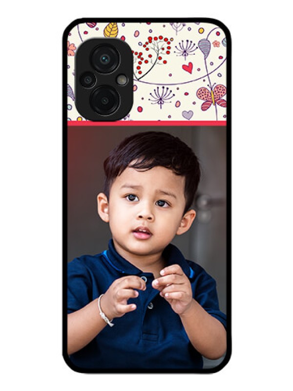 Custom Poco M5 Custom Glass Mobile Case - Premium Floral Design