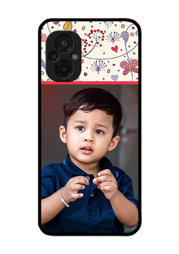 Poco M5 Custom Glass Mobile Case - Premium Floral Design