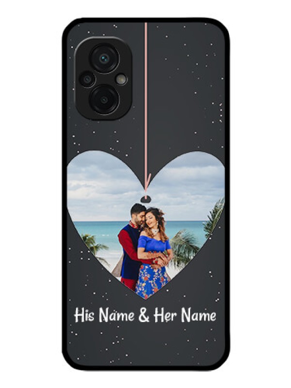 Custom Poco M5 Custom Glass Phone Case - Hanging Heart Design