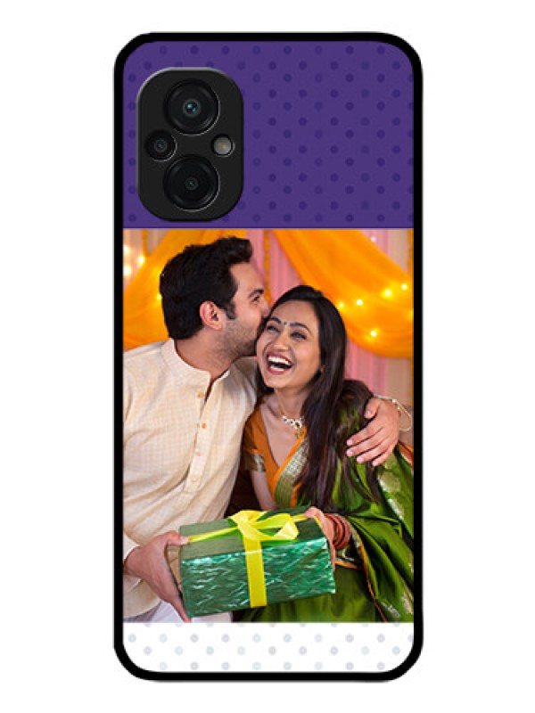 Custom Poco M5 Personalized Glass Phone Case - Violet Pattern Design