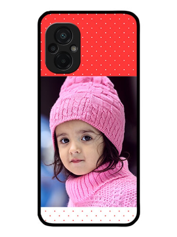 Custom Poco M5 Photo Printing on Glass Case - Red Pattern Design