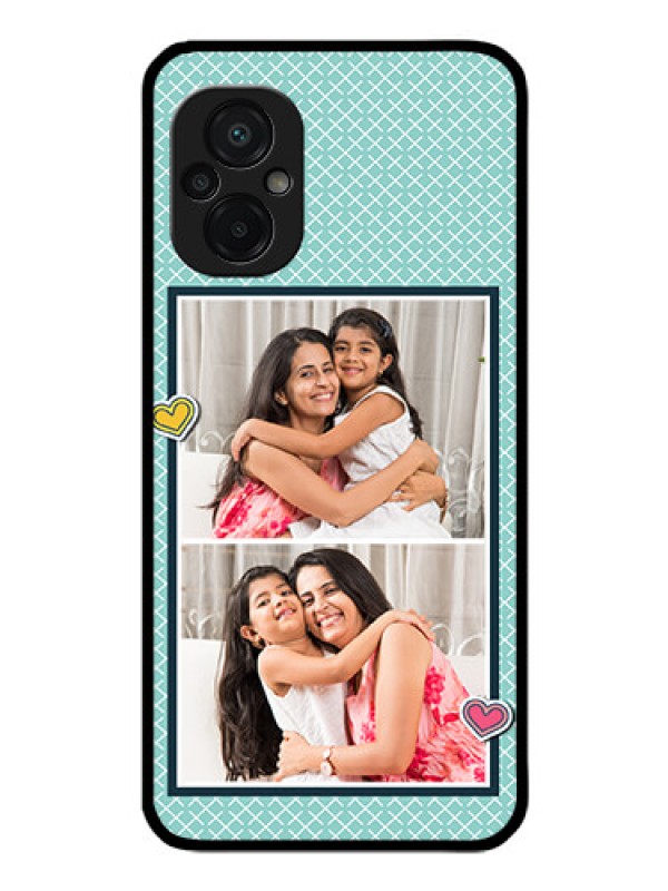 Custom Poco M5 Custom Glass Phone Case - 2 Image Holder with Pattern Design