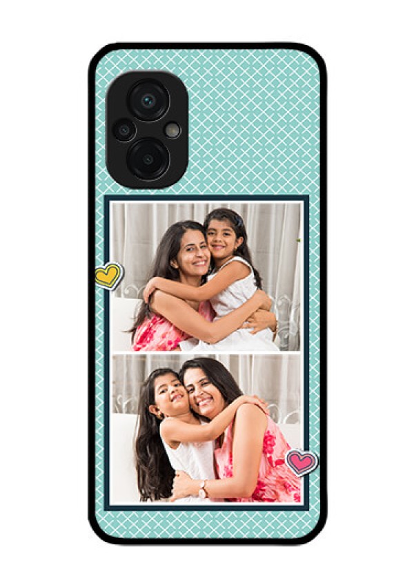Poco M5 Custom Glass Phone Case - 2 Image Holder with Pattern Design