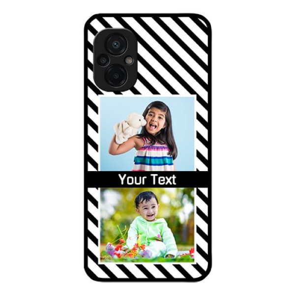 Poco M5 Photo Printing on Glass Case - Black And White Stripes Design Poco M5 Photo Printing on Glass Case - Black And White Stripes Design