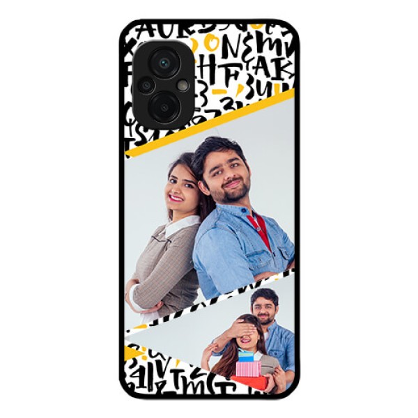 Poco M5 Custom Glass Mobile Case - Letters Pattern Design