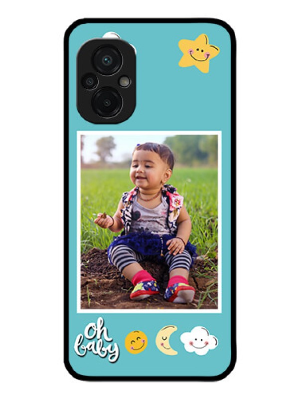 Custom Poco M5 Personalized Glass Phone Case - Smiley Kids Stars Design