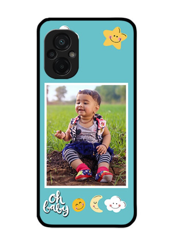 Poco M5 Personalized Glass Phone Case - Smiley Kids Stars Design