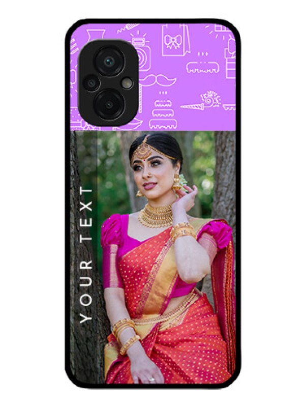 Custom Poco M5 Custom Glass Mobile Case - Birthday Icons Design