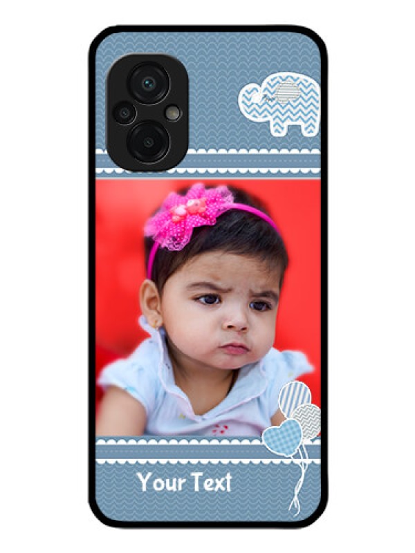 Custom Poco M5 Photo Printing on Glass Case - with Kids Pattern Design