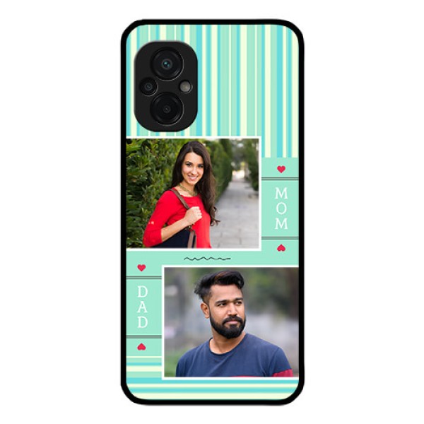 Poco M5 Custom Glass Phone Case - Mom & Dad Pic Design