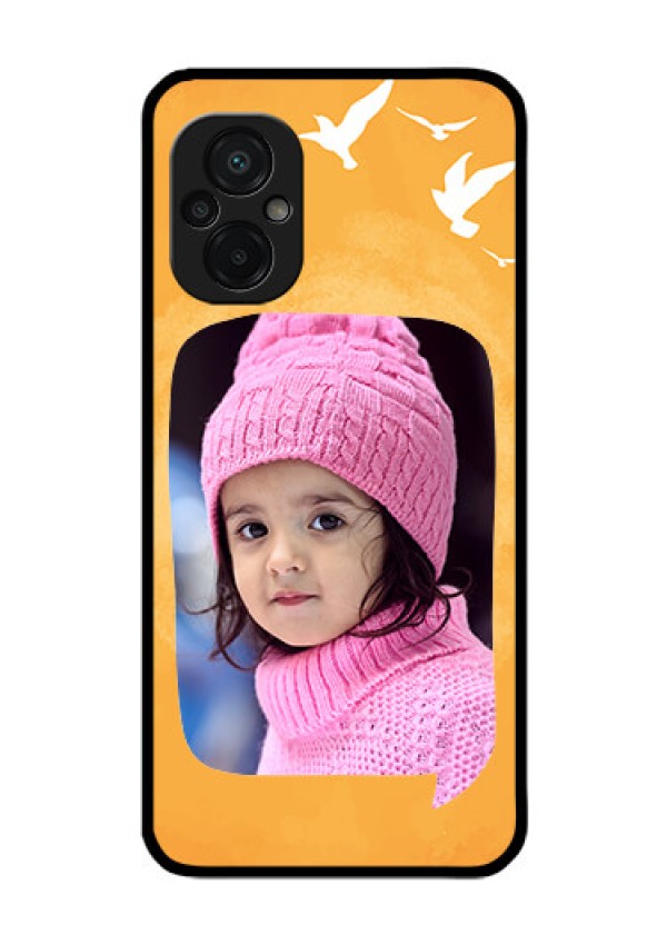 Poco M5 Personalized Glass Phone Case - Water Color Design with Bird Icons