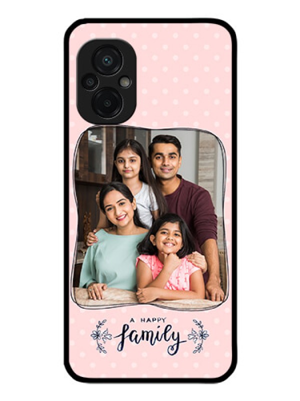 Custom Poco M5 Custom Glass Phone Case - Family with Dots Design