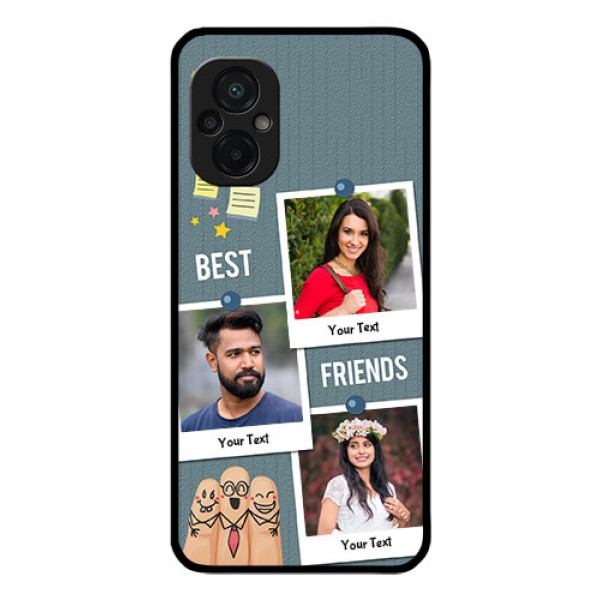 Poco M5 Personalized Glass Phone Case - Sticky Frames and Friendship Design Poco M5 Personalized Glass Phone Case - Sticky Frames and Friendship Design