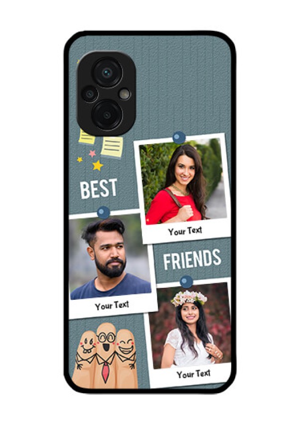 Poco M5 Personalized Glass Phone Case - Sticky Frames and Friendship Design