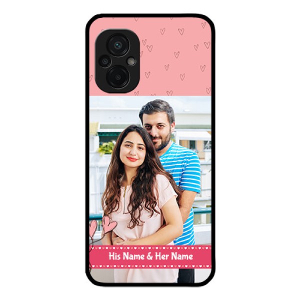 Poco M5 Personalized Glass Phone Case - Love Design Peach Color