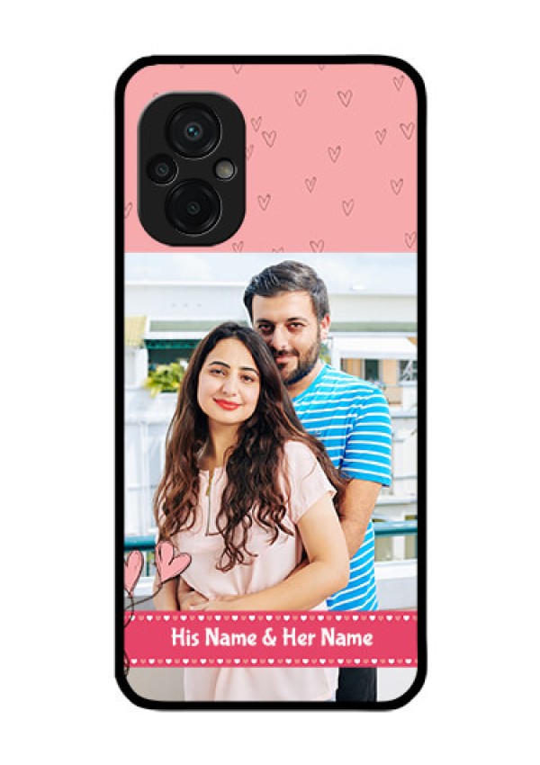 Poco M5 Personalized Glass Phone Case - Love Design Peach Color