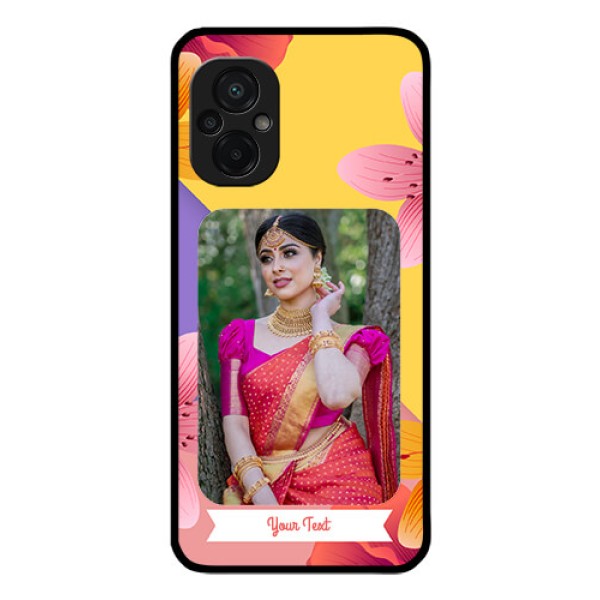 Poco M5 Custom Glass Mobile Case - 3 Image With Vintage Floral Design Poco M5 Custom Glass Mobile Case - 3 Image With Vintage Floral Design