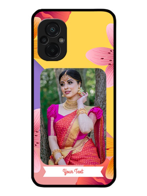 Custom Poco M5 Custom Glass Mobile Case - 3 Image With Vintage Floral Design