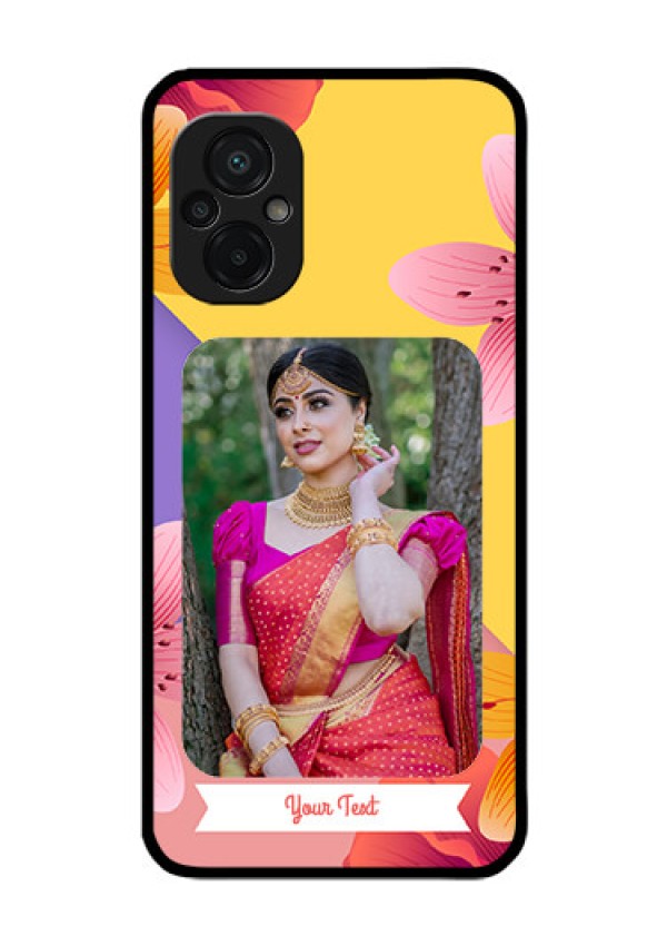 Poco M5 Custom Glass Mobile Case - 3 Image With Vintage Floral Design