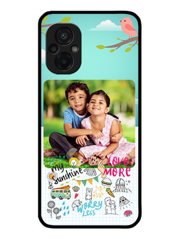 Custom Poco M5 Photo Printing on Glass Case - Doodle love Design