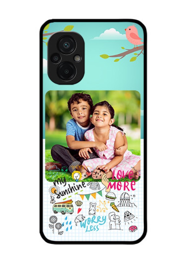Poco M5 Photo Printing on Glass Case - Doodle love Design