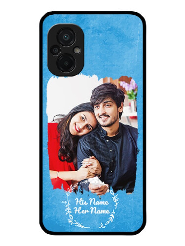 Custom Poco M5 Custom Glass Phone Case - Blue Color Vintage Design