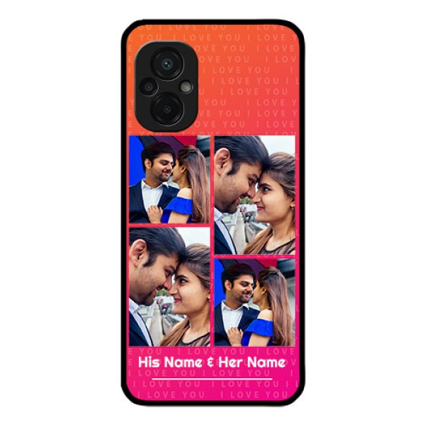 Poco M5 Custom Glass Phone Case - I Love You Pink Design