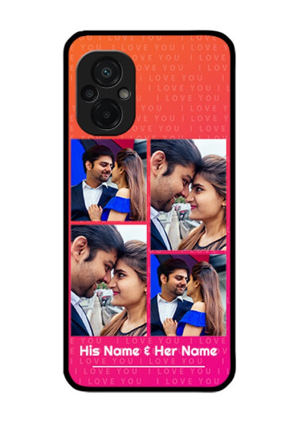 Poco M5 Custom Glass Phone Case - I Love You Pink Design