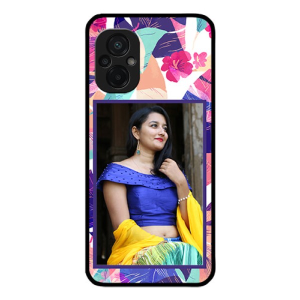 Poco M5 Custom Glass Mobile Case - Abstract Floral Design