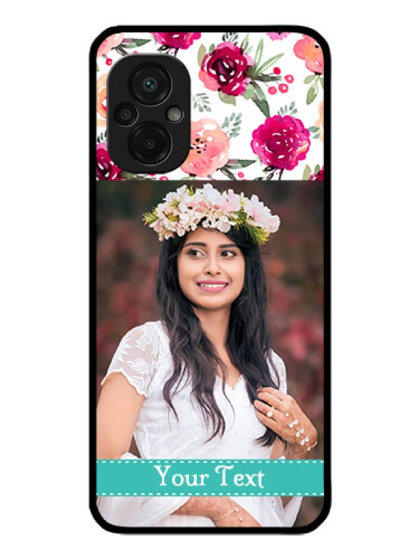 Custom Poco M5 Custom Glass Phone Case - Watercolor Floral Design
