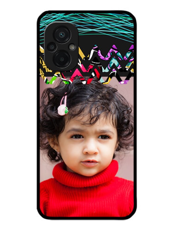 Custom Poco M5 Personalized Glass Phone Case - Neon Abstract Design