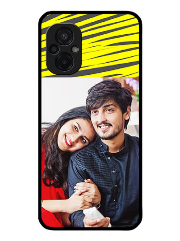 Custom Poco M5 Photo Printing on Glass Case - Yellow Abstract Design