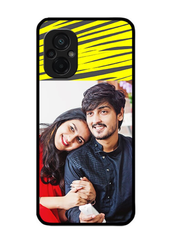 Poco M5 Photo Printing on Glass Case - Yellow Abstract Design