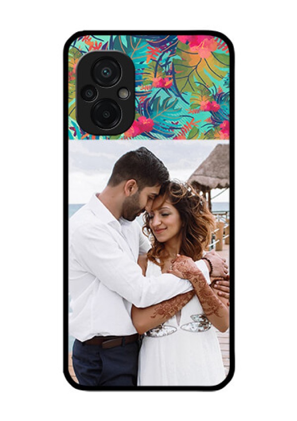Poco M5 Photo Printing on Glass Case - Watercolor Floral Design