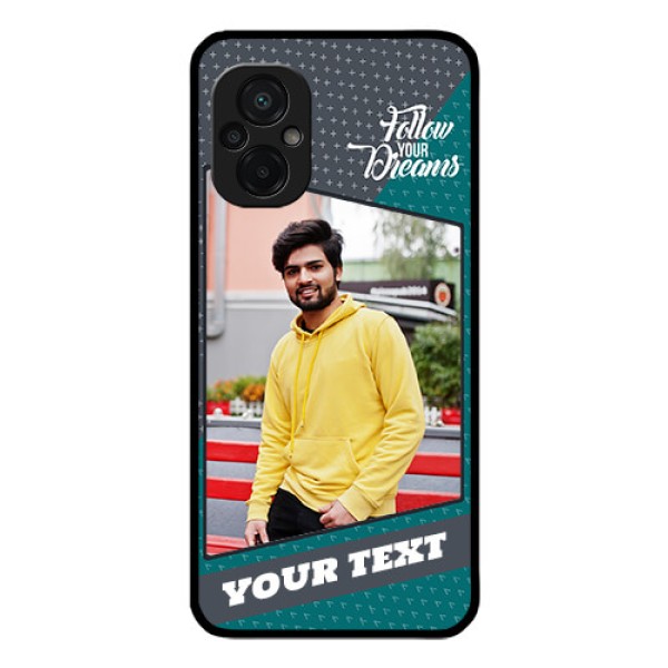 Poco M5 Personalized Glass Phone Case - Background Pattern Design with Quote