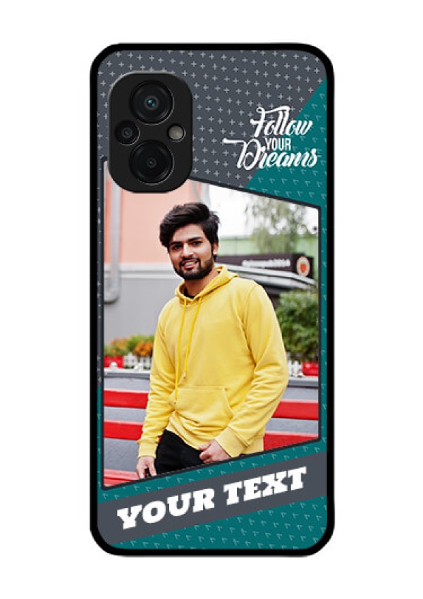 Poco M5 Personalized Glass Phone Case - Background Pattern Design with Quote
