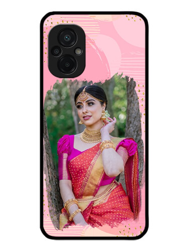 Custom Poco M5 Personalized Glass Phone Case - Gold Glitter Splash Design