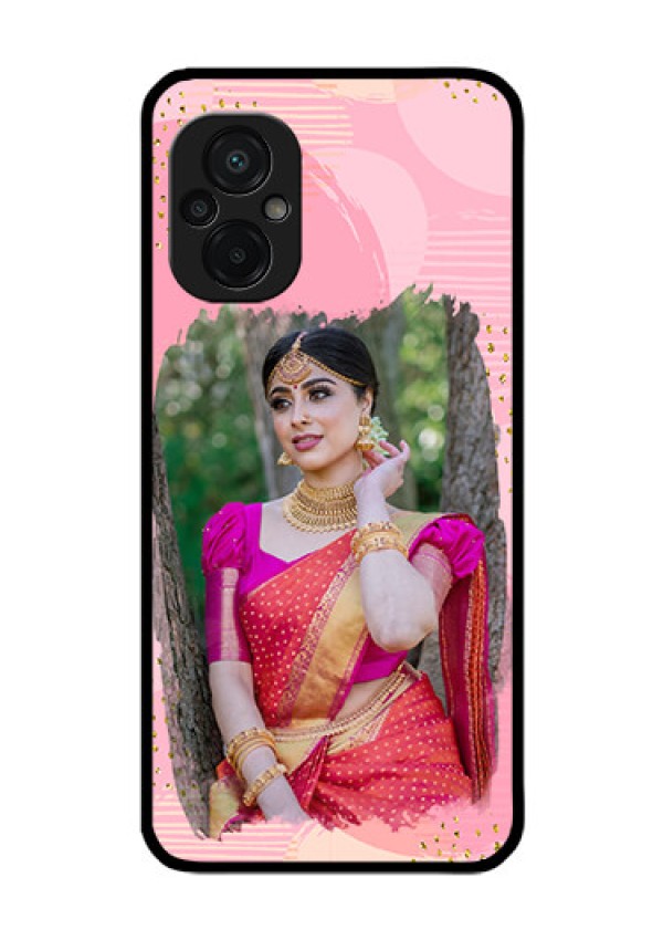 Poco M5 Personalized Glass Phone Case - Gold Glitter Splash Design