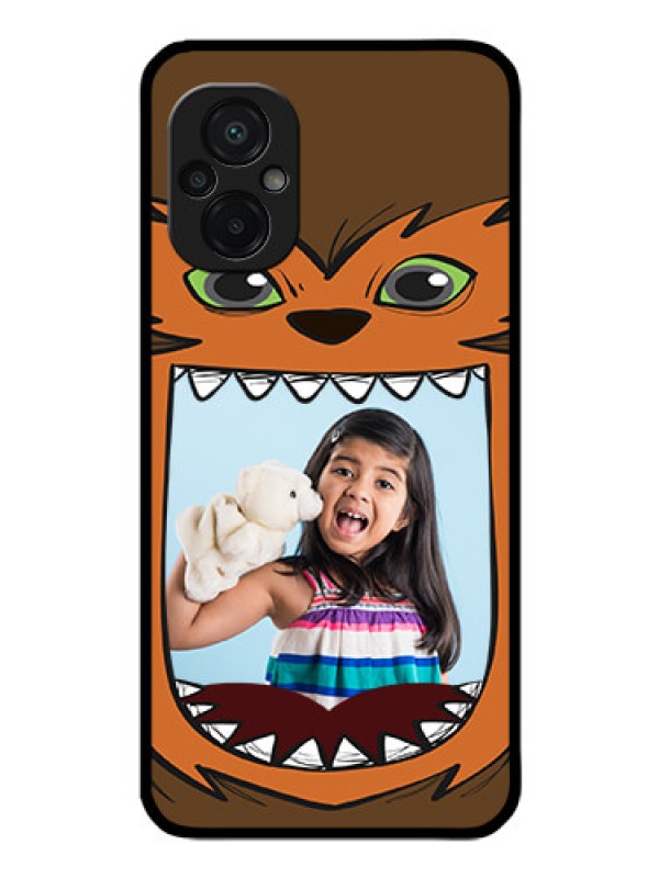 Custom Poco M5 Photo Printing on Glass Case - Owl Monster Back Case Design